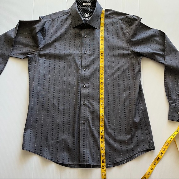 BUGATCHI UOMO Men’s Shaped Fit Black Button Up Long Sleeve Dress Shirt SizeLarge - Picture 14 of 14